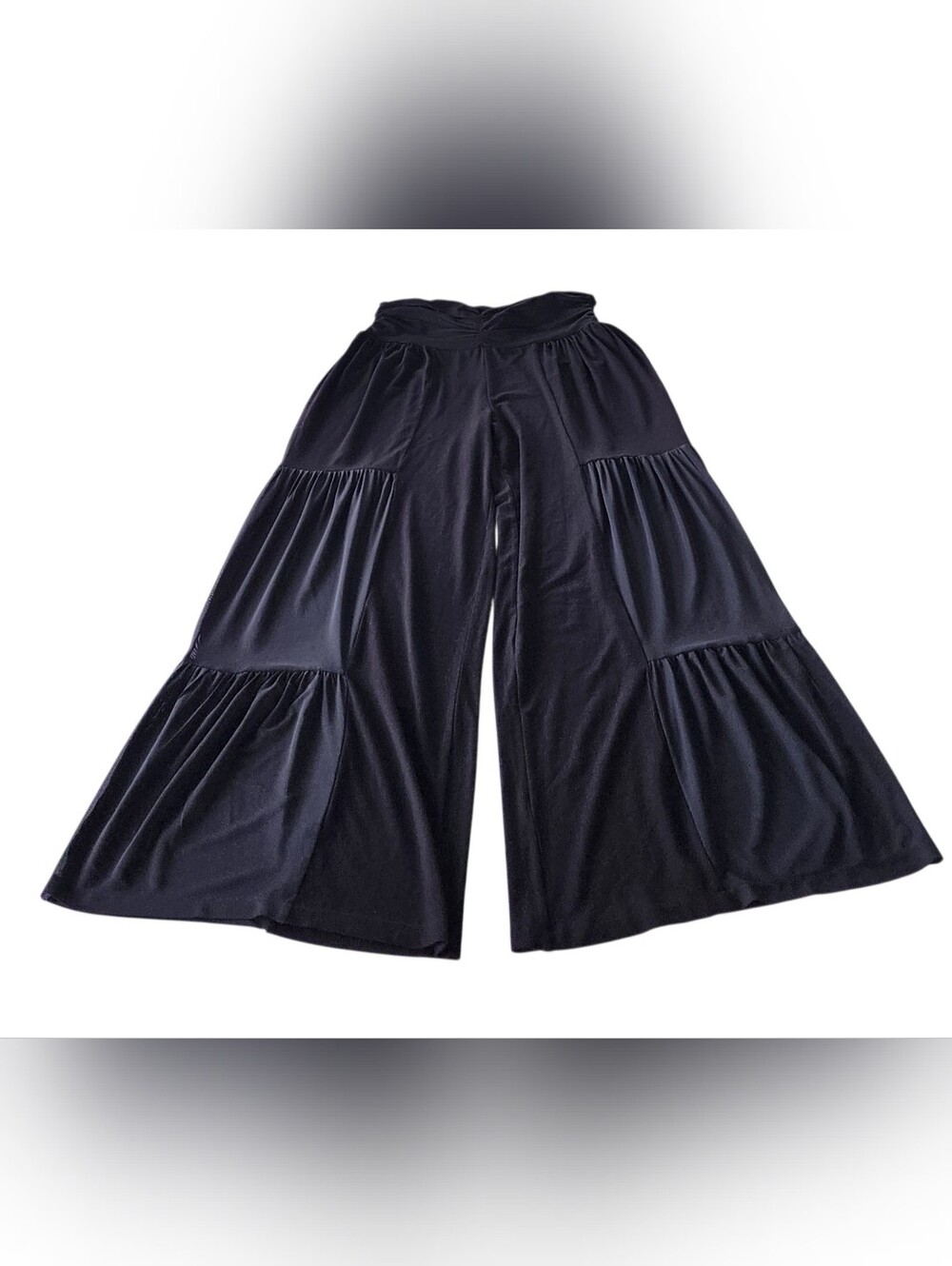 Black Tiered Wide-Leg Pants - Women's - Picture 2 of 13